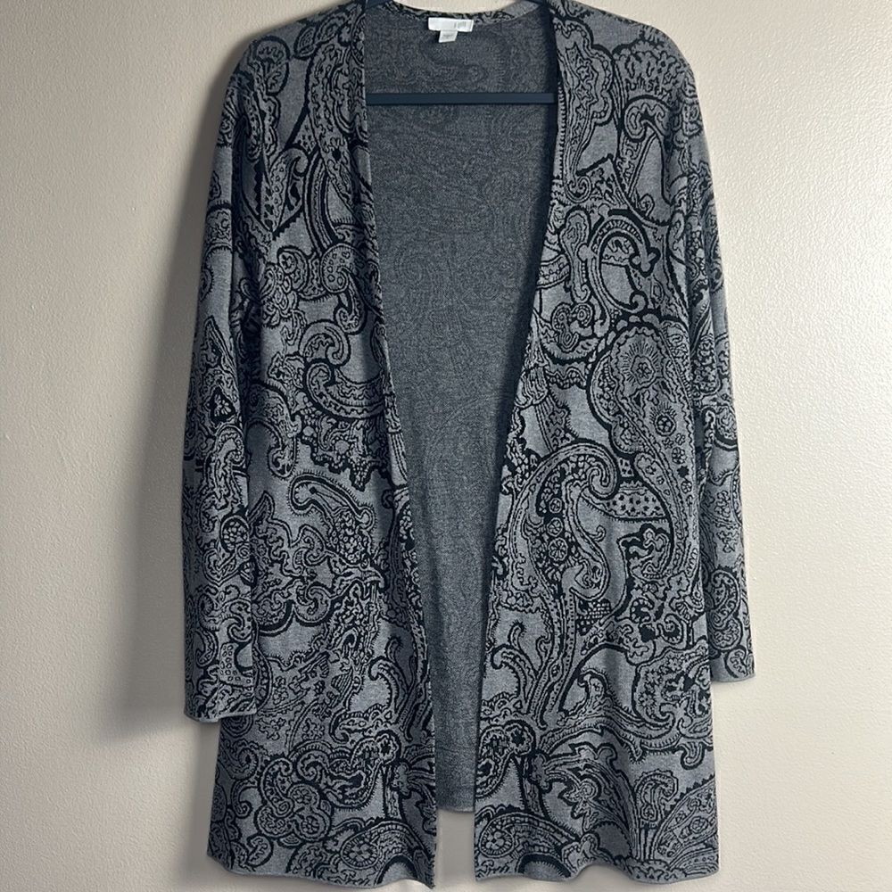 Beautiful open front J JILL paisley cardigan sweater size small Jill